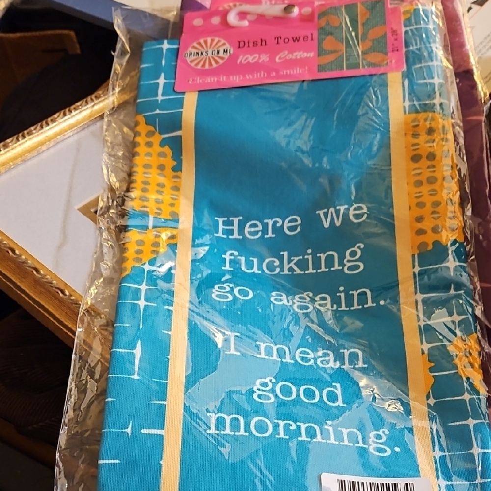 Blue and Yellow Dish Towel by Primitives by Kathy